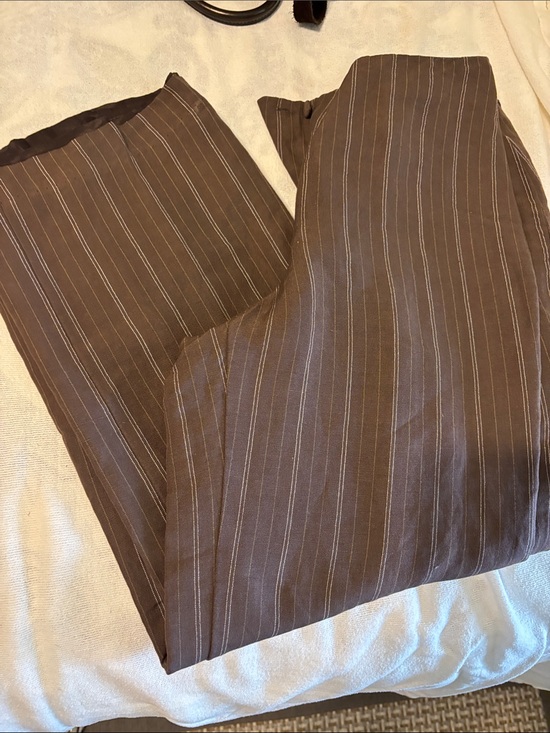 Petite Sophisticate Pants - Petite Sophisticate Brown Pinstripe Women’s Dress Pants
